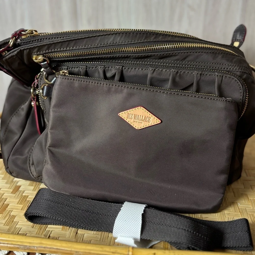 MZ Wallace Paige Nylon Chic Brown Crossbody Bag